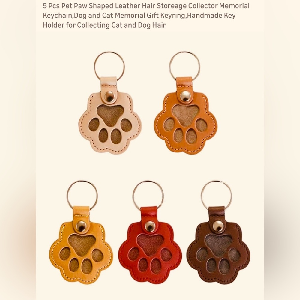 Memorial Paw Print Leather Keychain 5pk